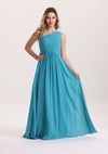 Designed Asymmetrical Neck Twist Waist Bridesmaid Dress