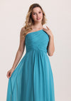 Designed Asymmetrical Neck Twist Waist Bridesmaid Dress