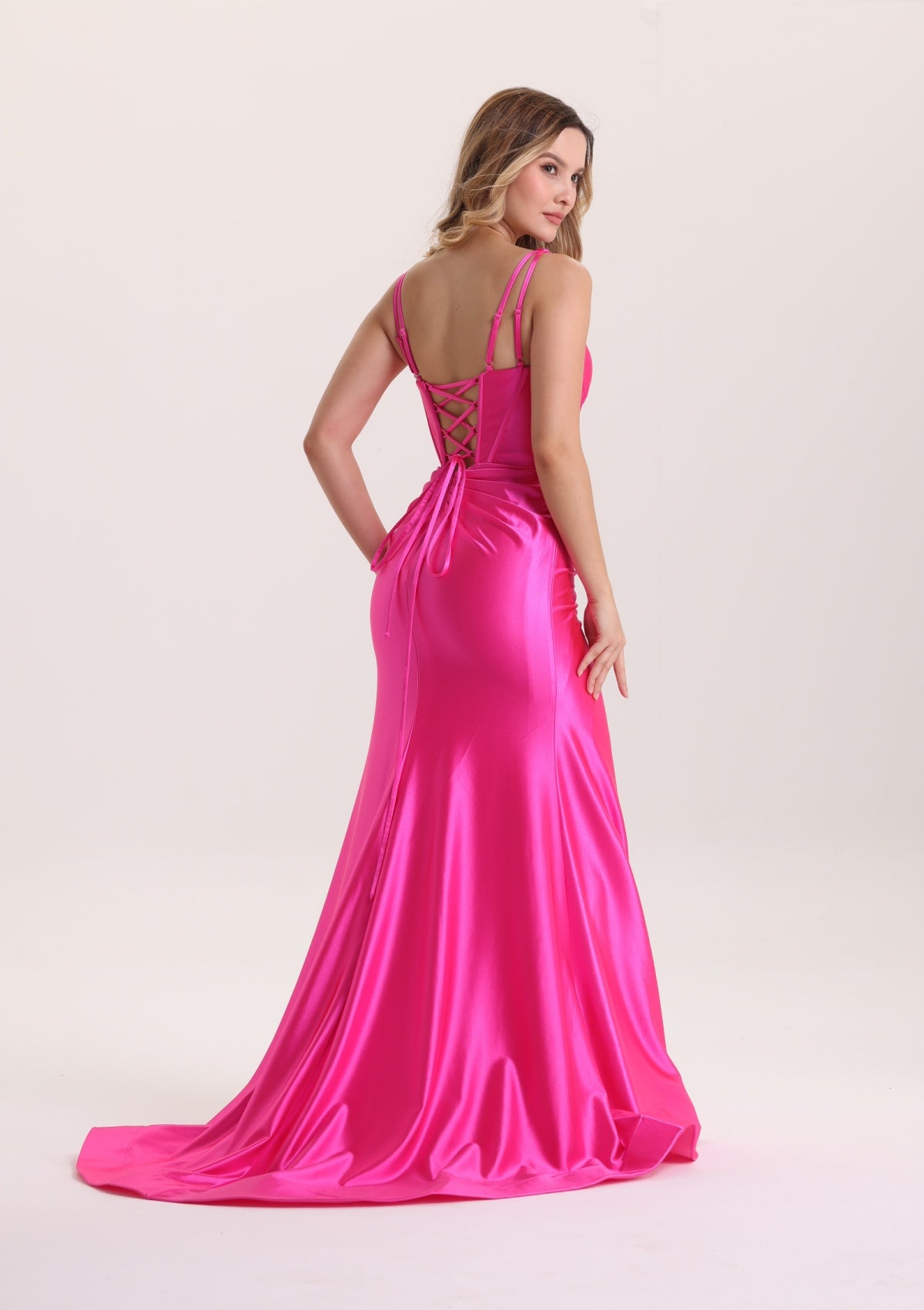 Elegant Corset Spaghetti Strap Prom Dress with Slit