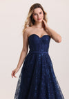 Dreamy Sparkly Appliques Tulle Prom Dress with Train