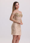 Luxury Off Shoulder Corset Sequin Beaded Homecoming Dress