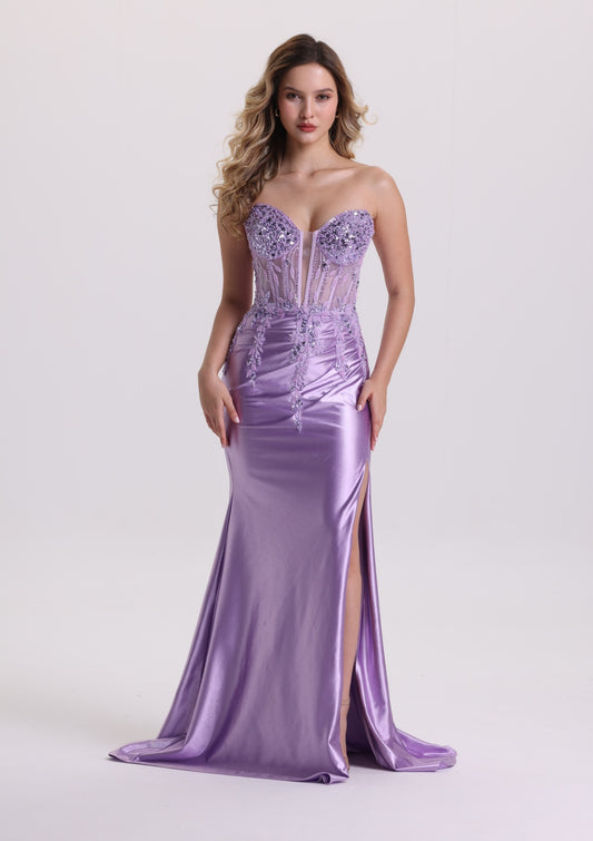 Chic Sweetheart Sleeveless Sequin Beaded Prom Dress