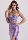 Chic Sweetheart Sleeveless Sequin Beaded Prom Dress