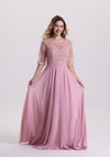 A Line Appliques Chiffon Mother of The Bride Dress with Sleeves