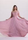 A Line Appliques Chiffon Mother of The Bride Dress with Sleeves
