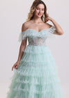 Elegant Appliques Corset Tiered Tulle Prom Dress