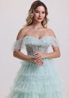 Elegant Appliques Corset Tiered Tulle Prom Dress