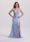 Gorgeous Off Shoukder Appliques Prom Dress with Slit