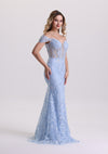 Gorgeous Off Shoukder Appliques Prom Dress with Slit