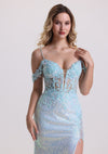 Mermaid Lace Off Shoulder Corset Prom Dress with Train