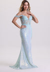 Mermaid Lace Off Shoulder Corset Prom Dress with Train