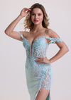 Mermaid Lace Off Shoulder Corset Prom Dress with Train